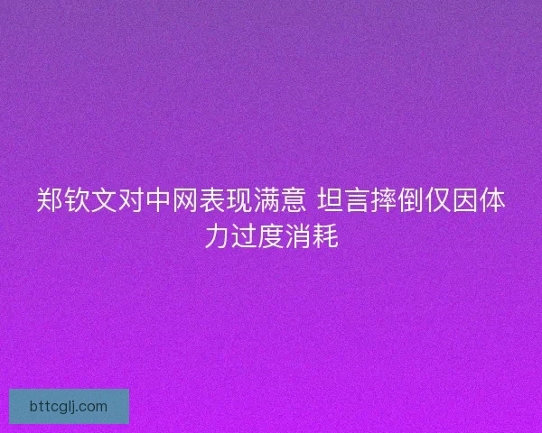 郑钦文对中网表现满意 坦言摔倒仅因体力过度消耗 郑钦文对中网表现满意 坦言摔倒仅因体力过度消耗